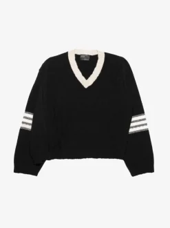 Knitwear>ENFANTS RICHES DEPRIMES Asymmetrical Varsity V-Neck Sweater