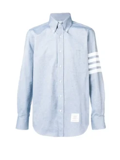 Shirts>THOM BROWNE 4 Bar Fitted Button Down Flannel Shirt