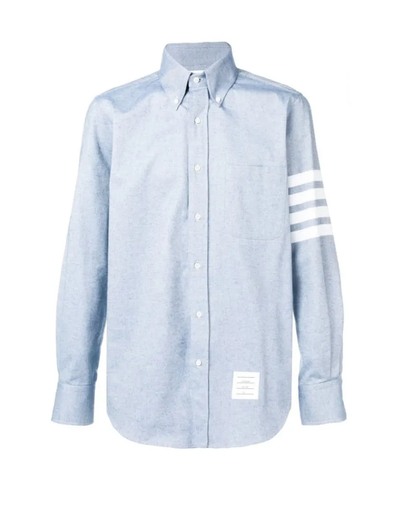 Shirts>THOM BROWNE 4 Bar Fitted Button Down Flannel Shirt
