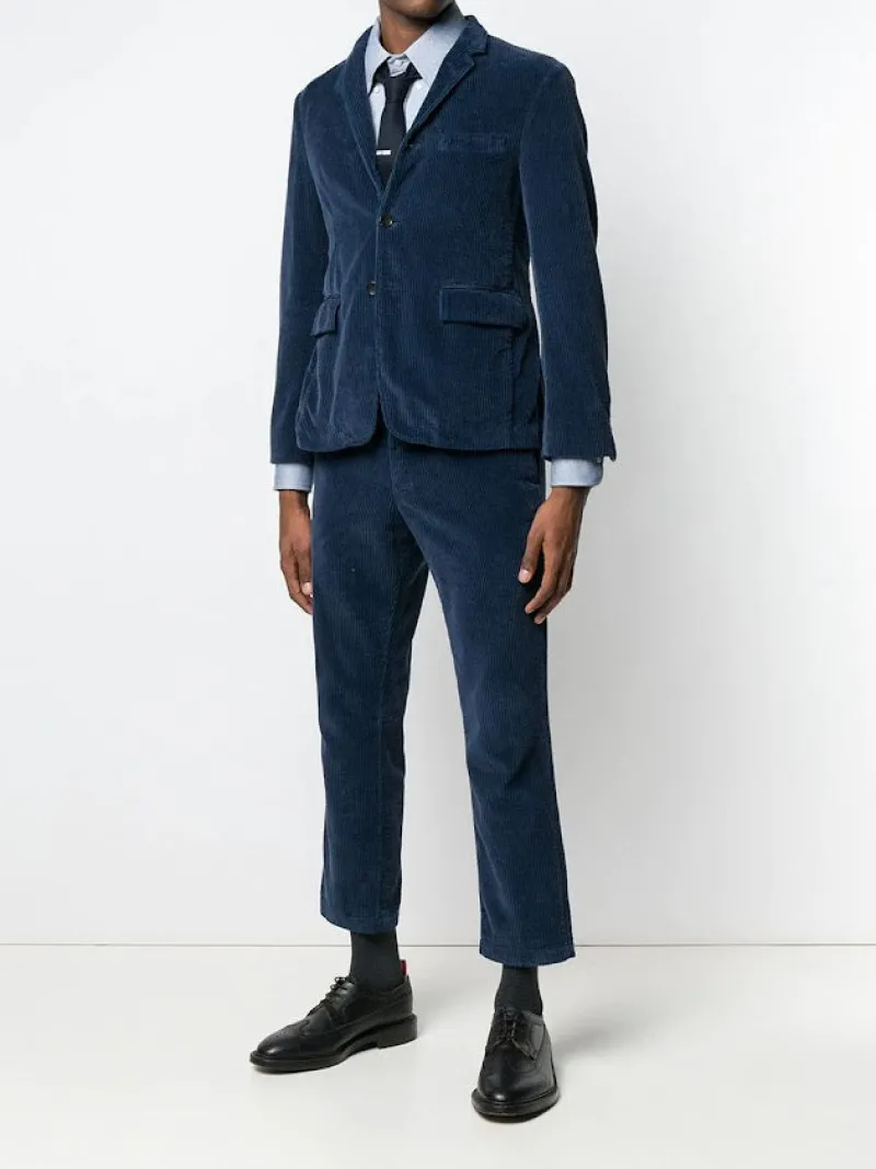 Shirts>THOM BROWNE 4 Bar Fitted Button Down Flannel Shirt