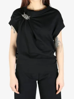 Sweats & Hoodies>DRIES VAN NOTEN Brooched Sleeveless Sweatshirt