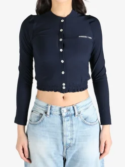 Knitwear>SHUSHU/TONG Buttoned Cropped Elastic Fitted Top