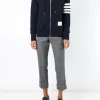 Sweats & Hoodies>THOM BROWNE Classic Full Zip Hoodie In Classic Loopback W/ Engineered 4 Bar