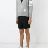 Sweats & Hoodies>THOM BROWNE Classic Full Zip Hoodie In Classic Loopback W/ Engineered 4 Bar