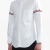 Shirts>THOM BROWNE Classic Long Sleeve Button Down Point Shirt W/ GG Armband In Oxford