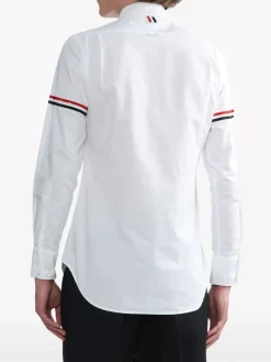 Shirts>THOM BROWNE Classic Long Sleeve Button Down Point Shirt W/ GG Armband In Oxford