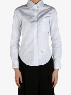 Shirts>THOM BROWNE Classic Long Sleeve Round Collar Shirt