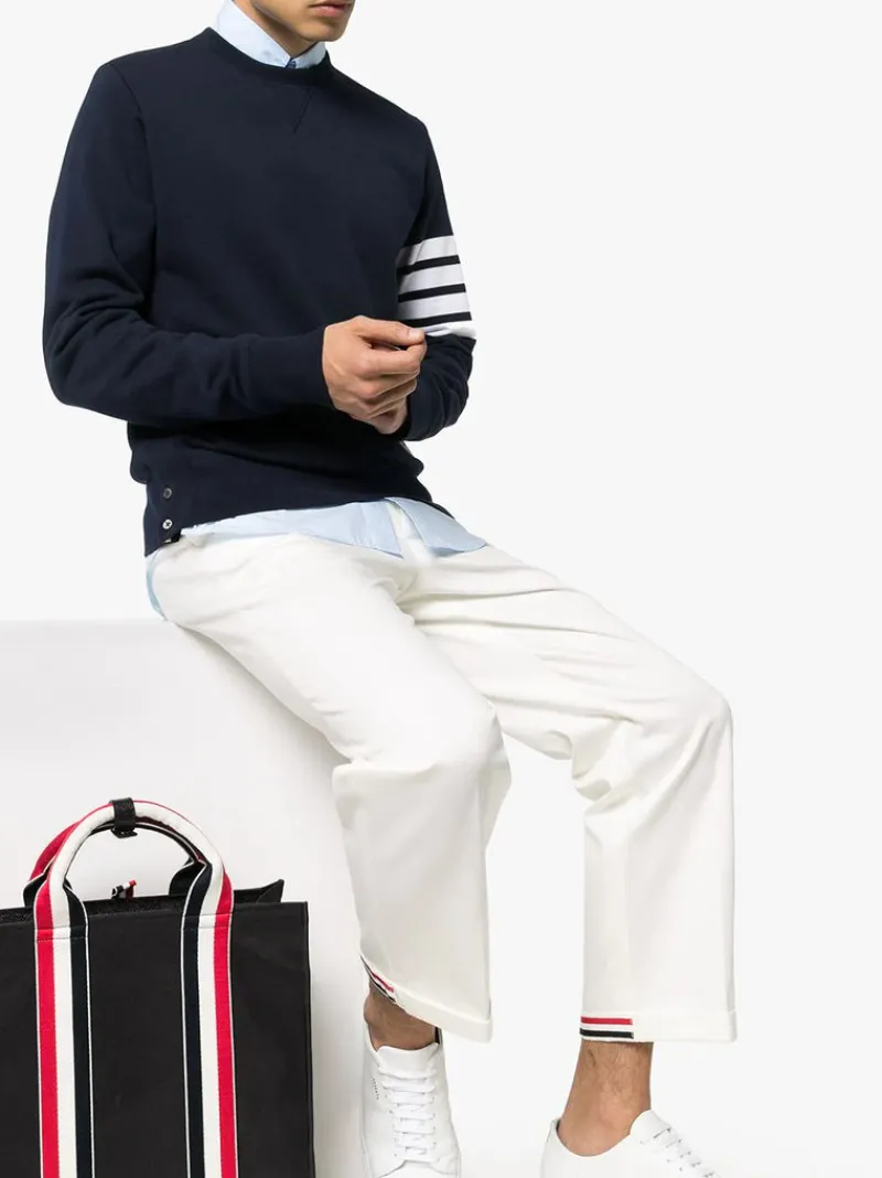 Sweats & Hoodies>THOM BROWNE Classic Sweatshirt In Classic Loopback W/ Engineered 4 Bar