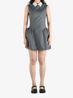 Dresses>SHUSHU/TONG Collared Patchwork Sleeveless Dress