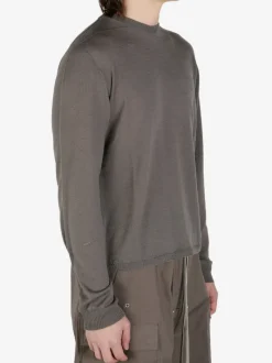 Knitwear>RICK OWENS Cropped Biker Round Neck Sweater