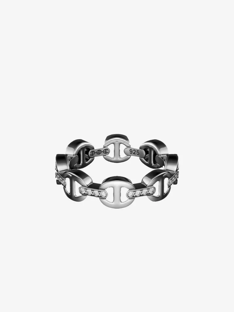 Jewelry>HOORSENBUHS Dame Tri-Link Band With Diamond Bridges