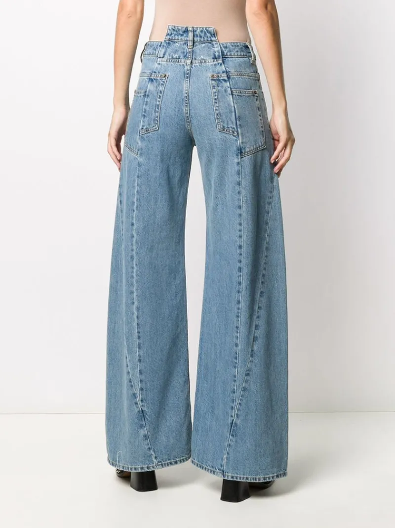 Jeans>MAISON MARGIELA Decortique Asymmetric Wide-Leg Jeans