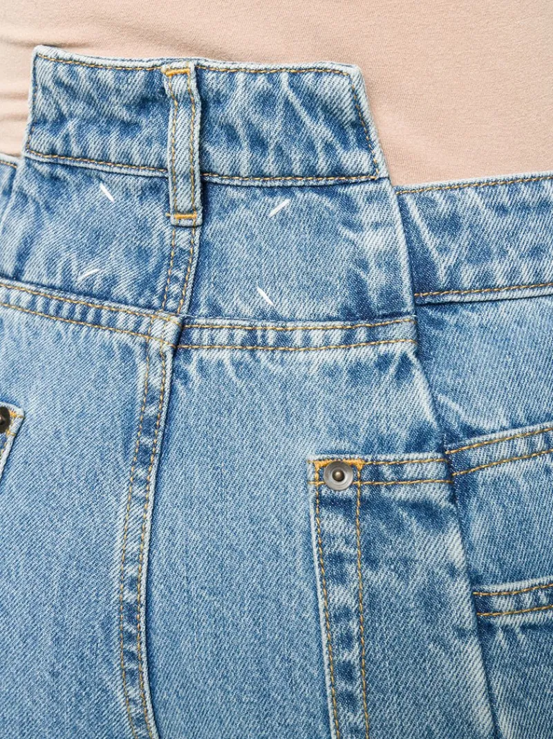 Jeans>MAISON MARGIELA Decortique Asymmetric Wide-Leg Jeans