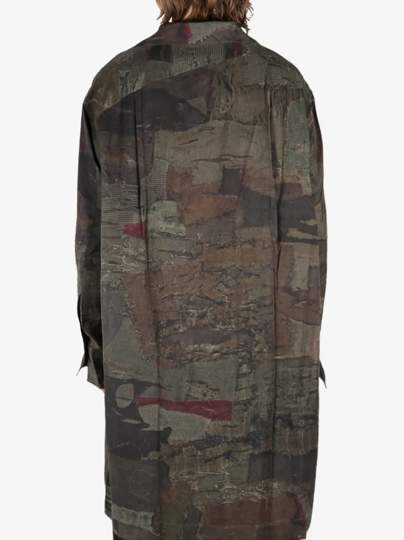 Shirts>ZIGGY CHEN Digital Print High Neck Long Shirt