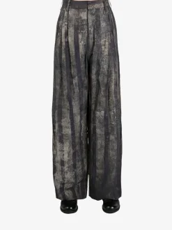Pants>ZIGGY CHEN Digital Print Wide Leg Trousers