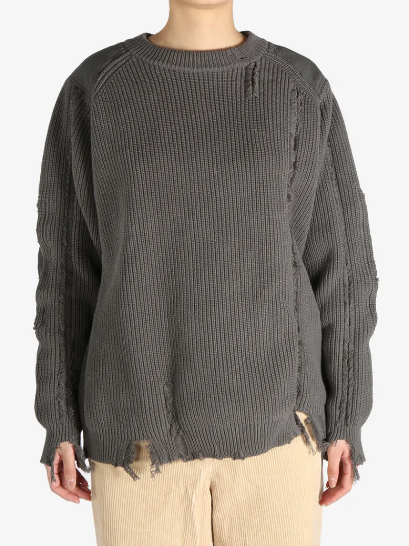 Knitwear>Y'S Distressed Military Sweater