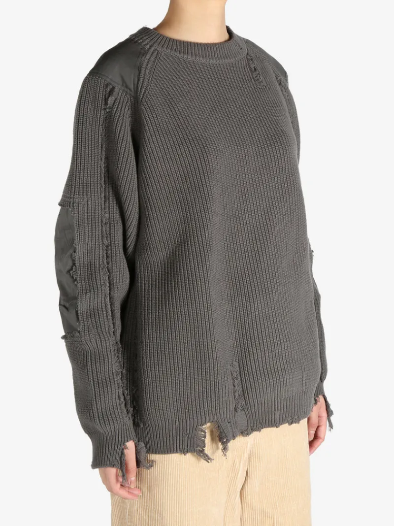 Knitwear>Y'S Distressed Military Sweater