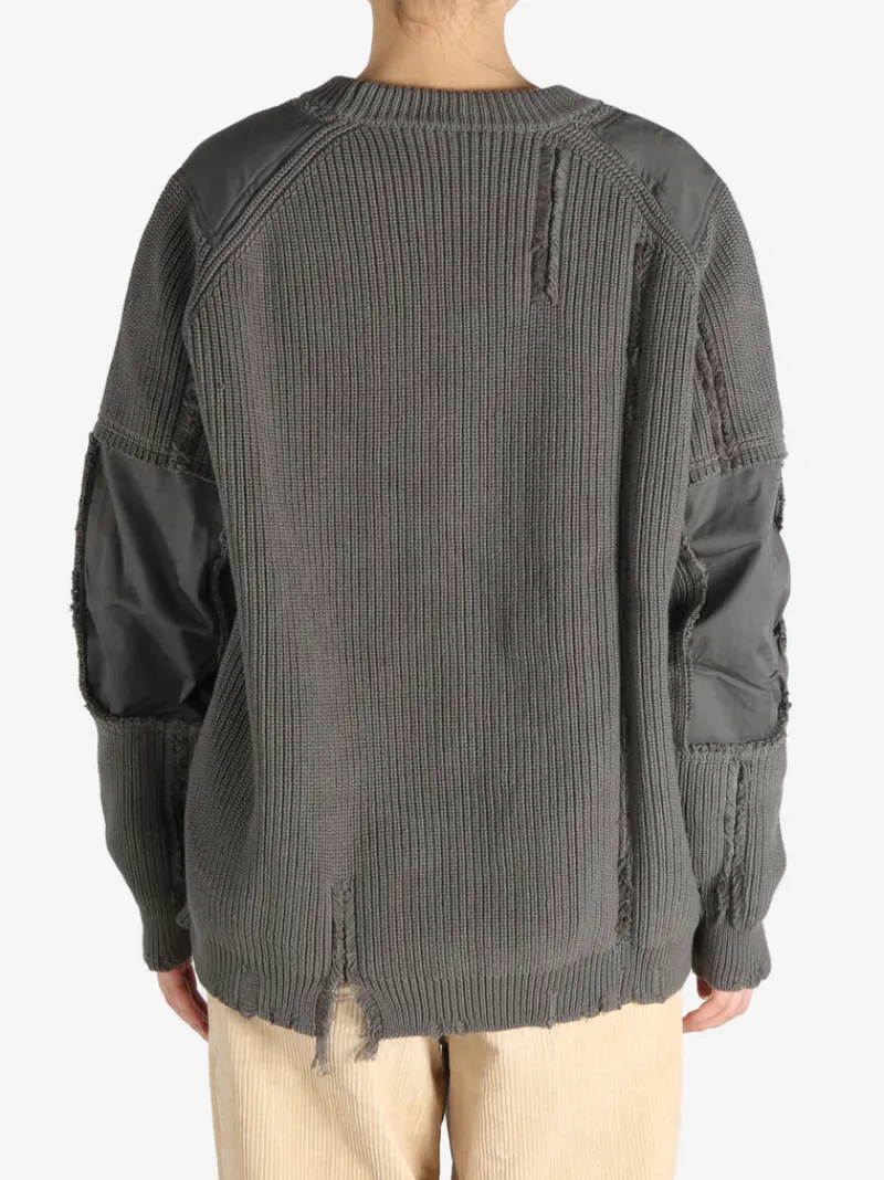 Knitwear>Y'S Distressed Military Sweater