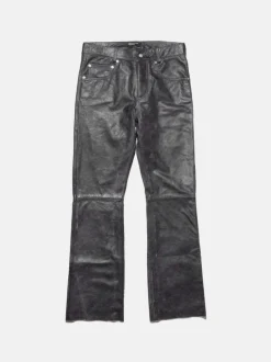 Jeans>ENFANTS RICHES DEPRIMES Distressed Raw Hem Leather Flare Jeans
