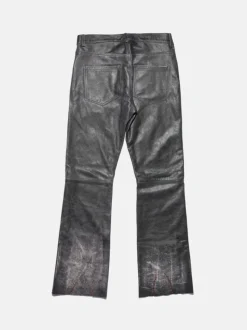 Jeans>ENFANTS RICHES DEPRIMES Distressed Raw Hem Leather Flare Jeans