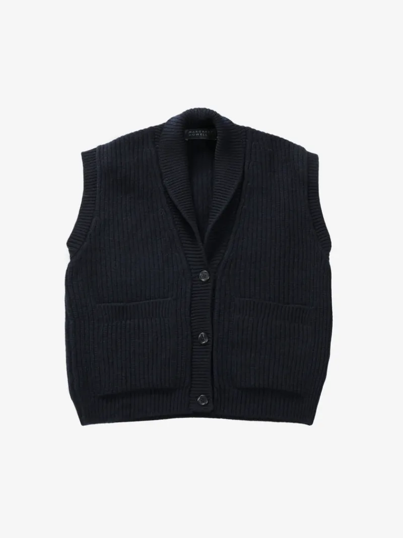Jackets & Coats>MARGARET HOWELL English Rib Shawl Collar Waistcoat