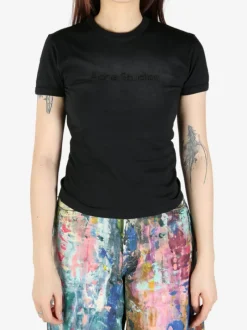 T-shirts>ACNE STUDIOS Fitted Logo T-Shirt
