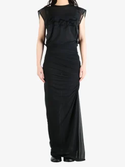 Dresses>JEAN PAUL GAULTIER Flock "Tattoo Ruban" Open Back Mesh Sleeveless Dress