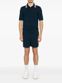 T-shirts>THOM BROWNE Full Needle Stitch SS Tennis Polo W/ RWB Stripe T-shirt