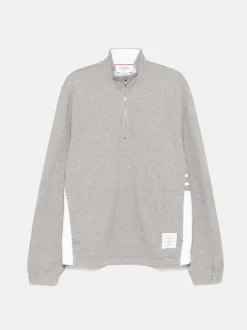 Sweats & Hoodies>THOM BROWNE Funnel Neck Half Zip Pullover