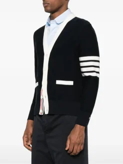Knitwear>THOM BROWNE Hector Reversed Jersey Intarsia Cardigan