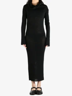 Dresses>ANN DEMEULEMEESTER High Neck Dropped Shoulder Knitted Dress
