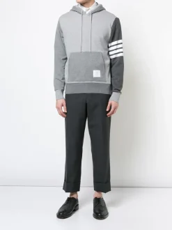 Sweats & Hoodies>THOM BROWNE Hoodie Pullover W/ Tonal Fun Mix In Classic Loopback W/ Engineered 4 Bar