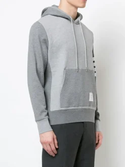 Sweats & Hoodies>THOM BROWNE Hoodie Pullover W/ Tonal Fun Mix In Classic Loopback W/ Engineered 4 Bar