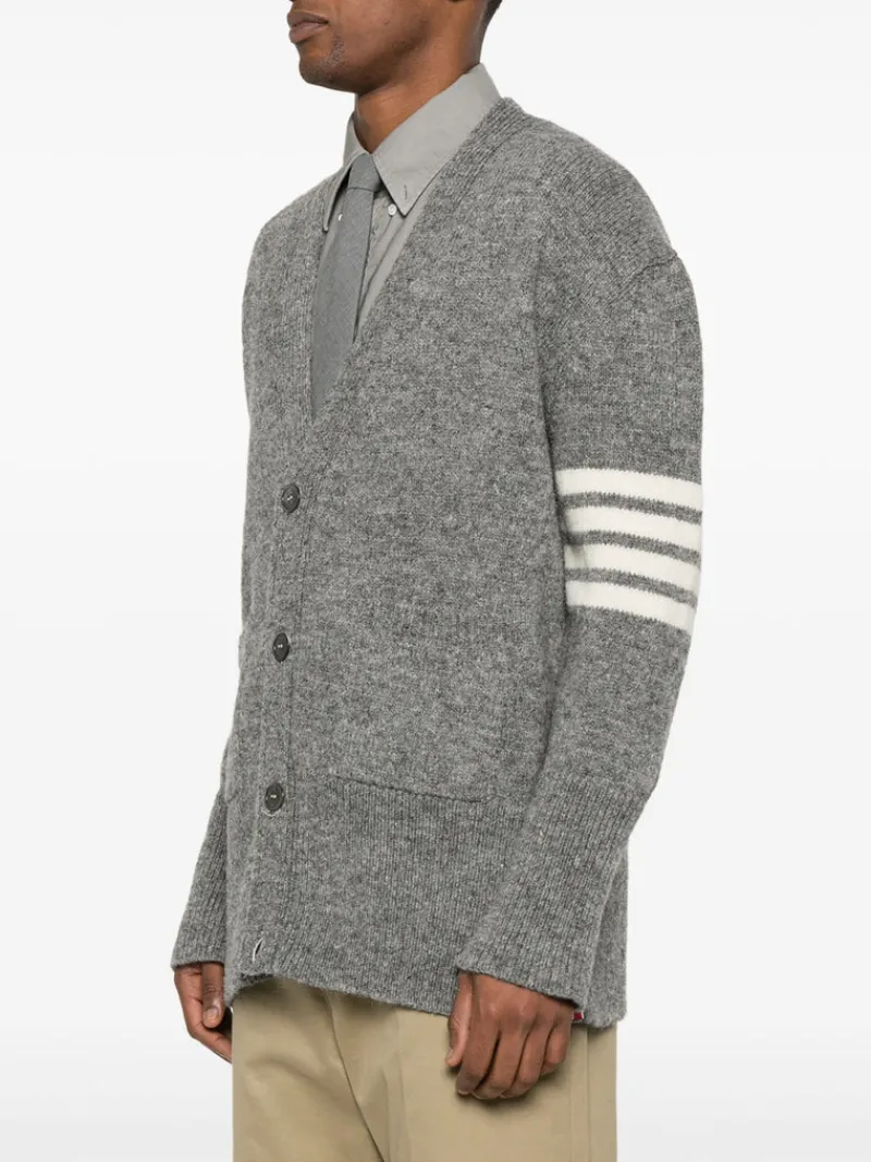 Knitwear>THOM BROWNE Jersey Stitch Exaggerated Fit V Neck Cardigan