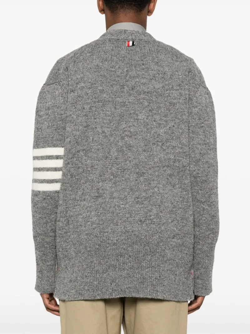 Knitwear>THOM BROWNE Jersey Stitch Exaggerated Fit V Neck Cardigan