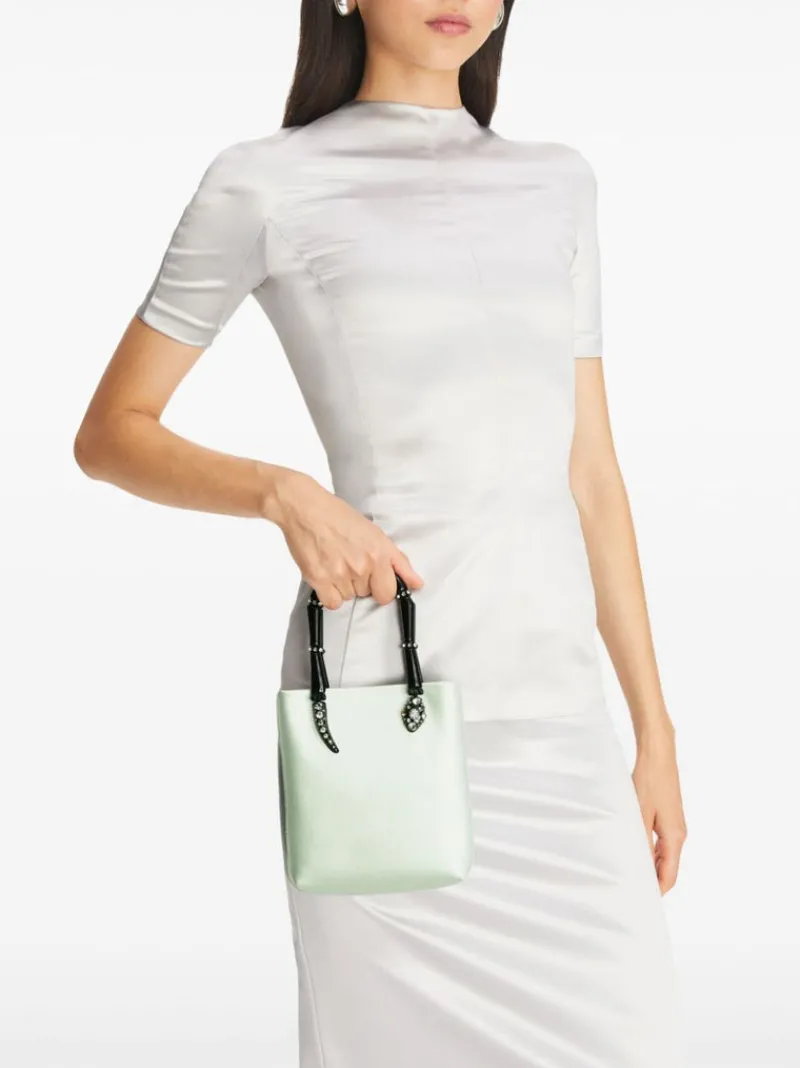 Bags>TORY BURCH Key Item Satin Snake Handle Mini Tote Bag