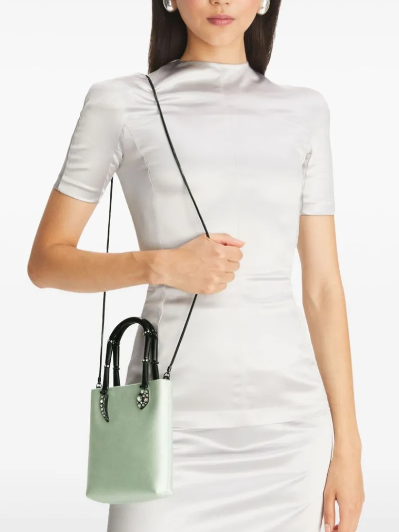 Bags>TORY BURCH Key Item Satin Snake Handle Mini Tote Bag