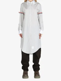 Dresses>THOM BROWNE Knee Length Easy Fit Point Collar Shirtdress