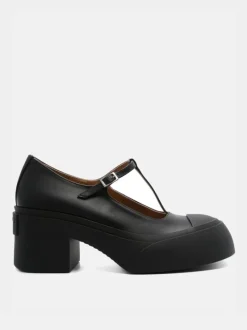 Heels>MARNI Leather Pablo Triple Buckle Mary Jane Shoes