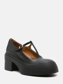 Heels>MARNI Leather Pablo Triple Buckle Mary Jane Shoes