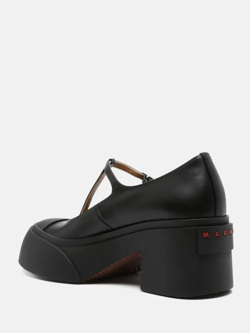 Heels>MARNI Leather Pablo Triple Buckle Mary Jane Shoes