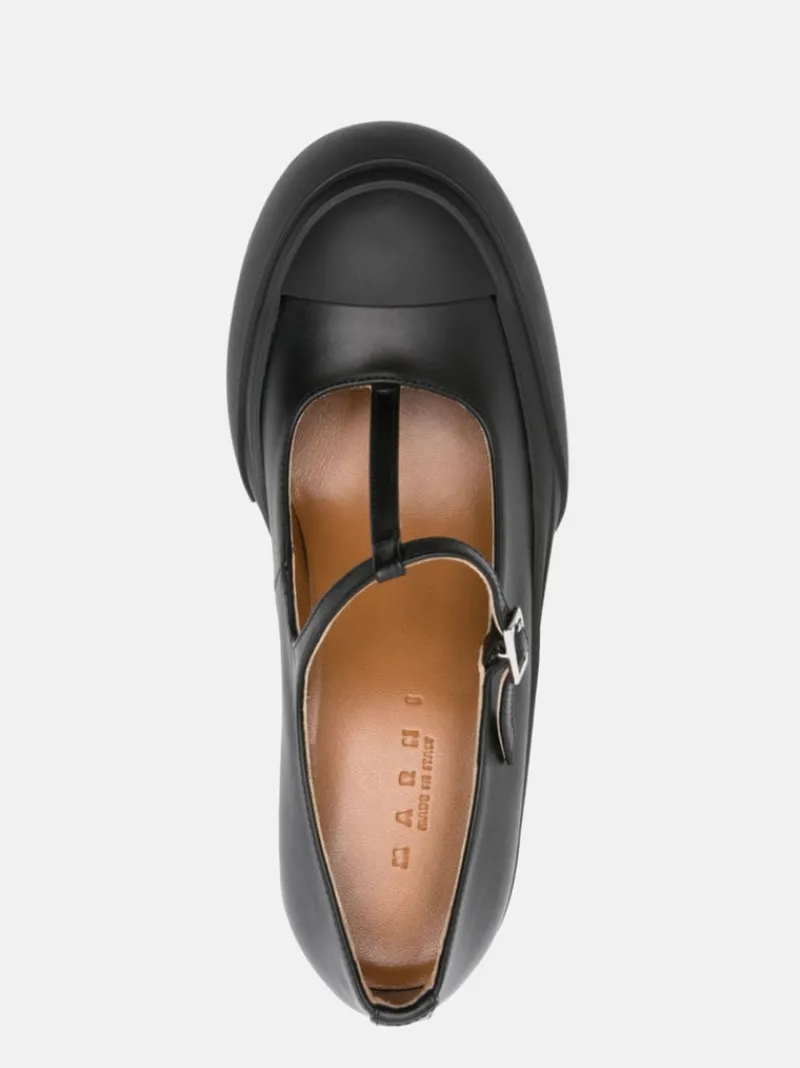 Heels>MARNI Leather Pablo Triple Buckle Mary Jane Shoes