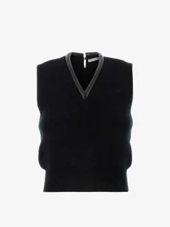 Tops>ALEXANDER WANG Leather Tubular V-Neck Vest