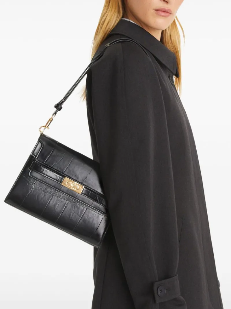 Bags>TORY BURCH Lee Radziwill Croc Embossed Shoulder Bag