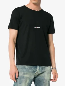 T-shirts>SAINT LAURENT Logo Crew Neck T-shirt