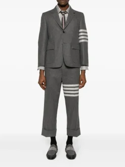 Pants>THOM BROWNE Low Rise Drop Crotch Backstrap Trouser In Engineered 4 Bar Flannel