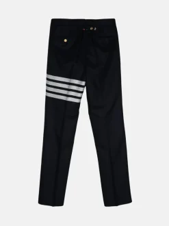 Pants>THOM BROWNE Low Rise Drop Crotch Backstrap Trouser In Engineered 4 Bar Flannel