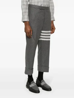 Pants>THOM BROWNE Low Rise Drop Crotch Backstrap Trouser In Engineered 4 Bar Flannel