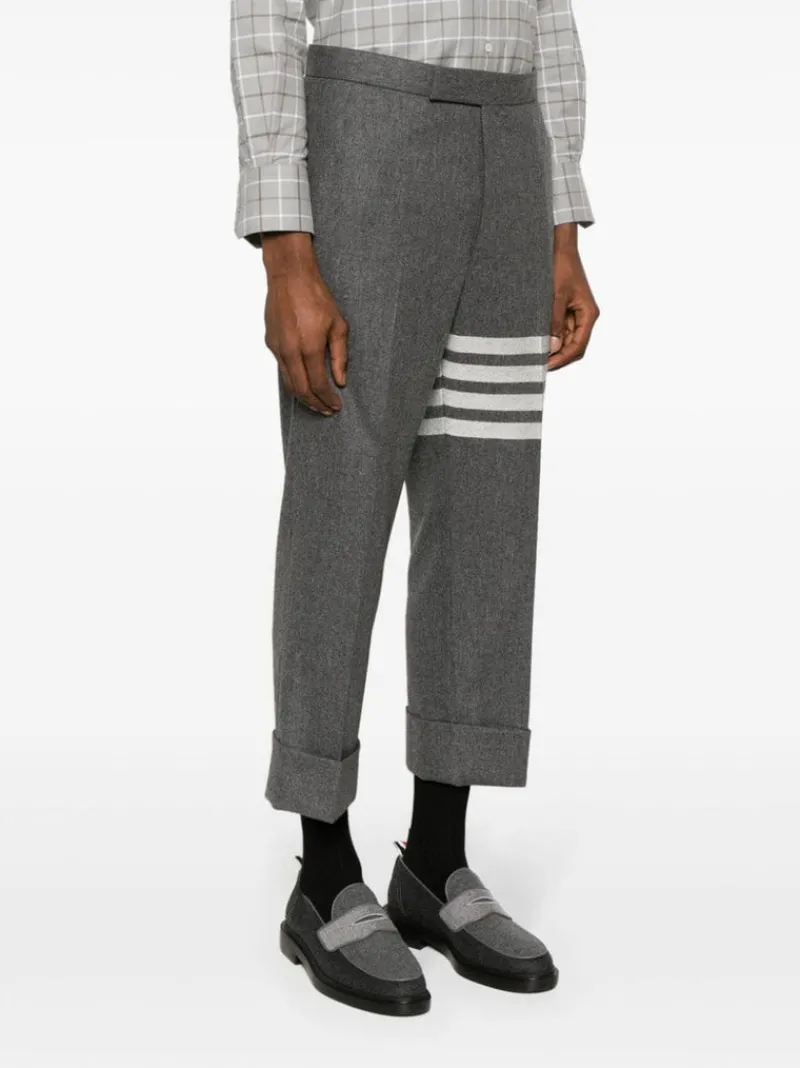 Pants>THOM BROWNE Low Rise Drop Crotch Backstrap Trouser In Engineered 4 Bar Flannel