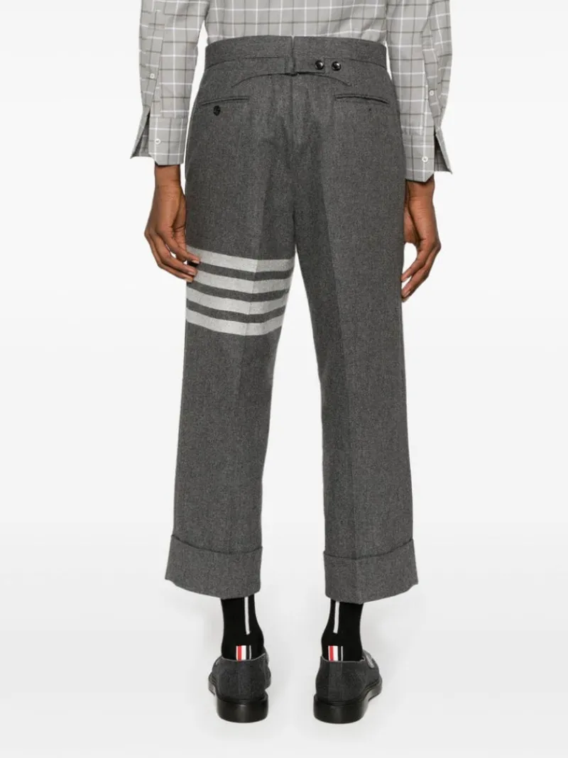 Pants>THOM BROWNE Low Rise Drop Crotch Backstrap Trouser In Engineered 4 Bar Flannel